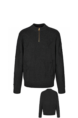 ルイヴィトン ダークパターンのジャカードハーフジップニットセーター