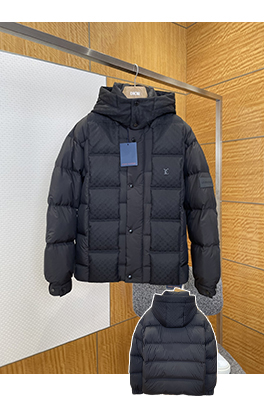 ルイヴィトン ジャカードフード付きキルティングダウンジャケット