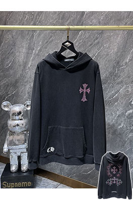 クロムハーツ ラインストーンホースシューサンスクリット文字クロスフード付きスウェットシャツ