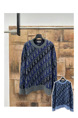 ディオールスーパーコピーネイビー×グレー パターン ポイント ニット 