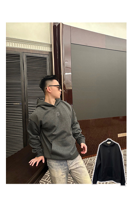  フェンディスーパーコピーミニFFロゴ グレー オーバーフィット パーカー