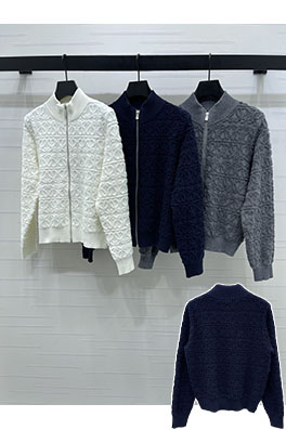 ロエベ スタンドカラーのジップアップニット長袖カーディガン