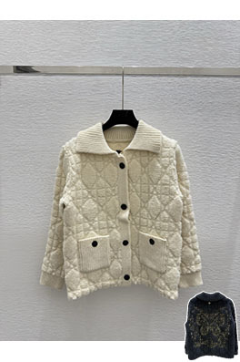 ディオールスーパーコピー バックカラーバタフライ刺繍ニットカーディガン