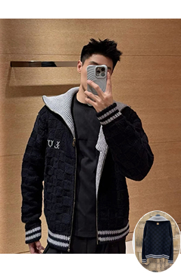 ルイヴィトン チェック柄チェーンニットカーディガン