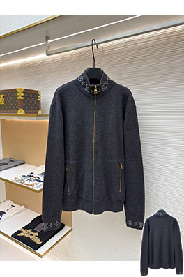 ルイヴィトン ウールニットプリントスタンドカラーロングスリーブシャツ