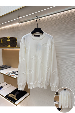 ルイヴィトンスーパーコピー エンボスジャカードニットクルーネック長袖シャツ