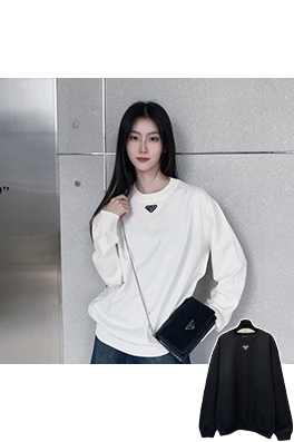 プラダコピー シルバーラベルレザークルーネックスウェットシャツ