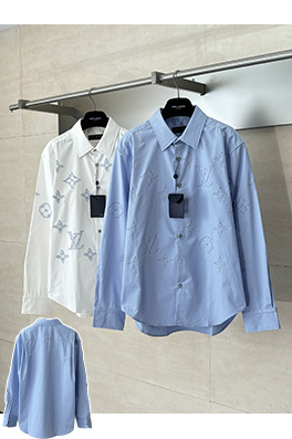 ルイヴィトン ポプリン織り文字プリント長袖シャツ