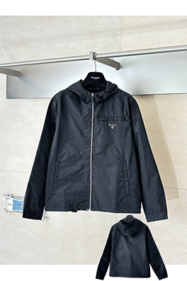 プラダ トライアングルロゴ織り長袖フード付きジャケット