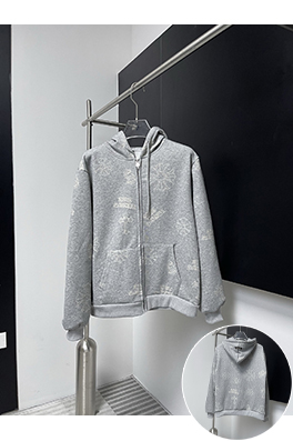 クロムハーツ 全面に花柄プリントをした両面フリース裏地のフード付きジップアップジャケット