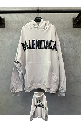 バレンシアガ Balenc1aga テーププリントのフード付きスウェットシャツ