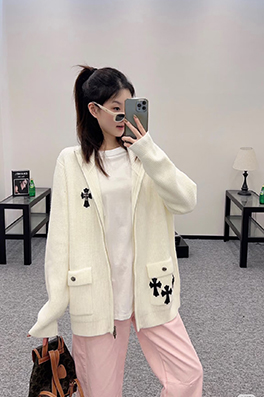 クロムハーツ クロスラベルウールニットカーディガンセーターコート