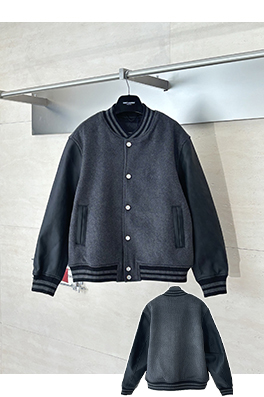 ルイヴィトン パールボタンの刺繍レザーパッチワークジャケット/ベースボールコート