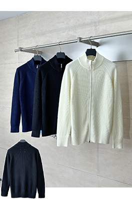 マルタンマルジェラ バック4隅ロゴジッパーニットジッパージャケット