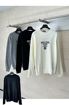 プラダコピー ジャカードロゴニットクルーネックセーター