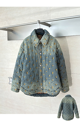 ルイヴィトン ファレルウィリアムスとの共同ブランドフル刺繍のダメージデニムジャケット