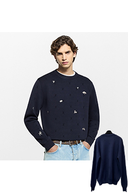 ルイヴィトン 動物刺繍ジャカードロゴニットウェア