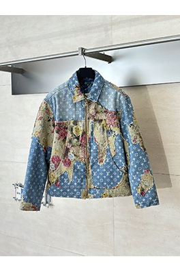 ルイヴィトンスーパーコピー フローラルローズアップリケデニムコットンジャケット