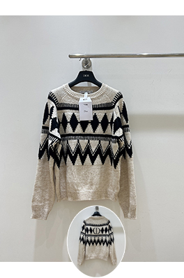 ディオールコピー ダイヤモンド柄ニットクルーネックセーター