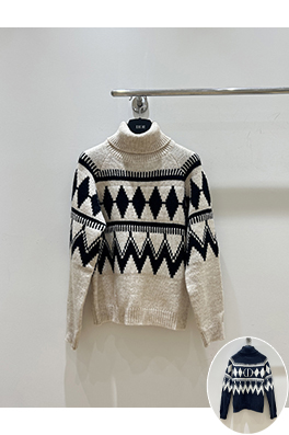 ディオール ダイヤモンド柄ニットタートルネックセーター