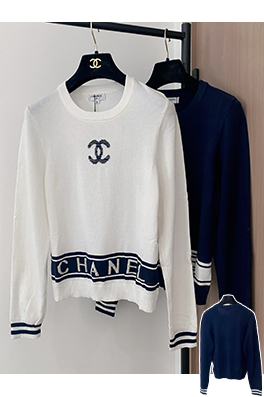 シャネル ロゴ柄長袖ニットセーター