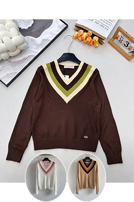 ヴァレンティノ カラーブロックVネックプルオーバーセーター