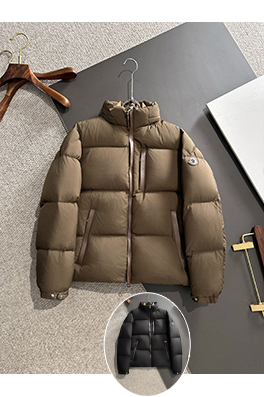 モンクレール レザー調ショートパーカーダウンジャケット