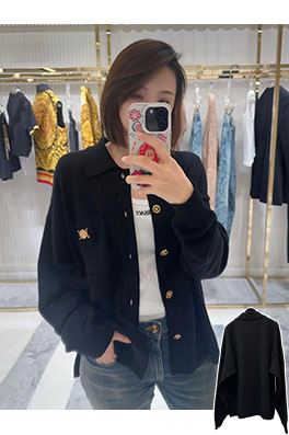 ヴェルサーチコピー ボタンリブトリム付きカーディガン