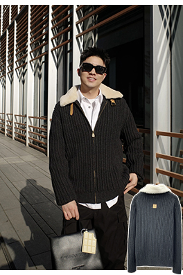 ルイヴィトンコピー ファーカラーニットカーディガン