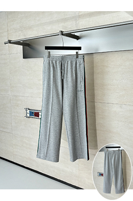 グッチスーパーコピー コットンの赤と緑のカラーブロック織りカジュアルパンツ