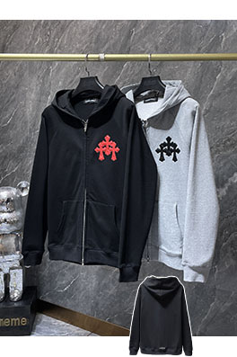 クロムハーツ パッチワーククロス長袖ジップアップフード付きスウェットシャツ