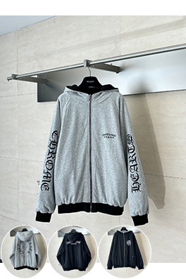 クロムハーツ ホースシュープリントのリバーシブルフード付きコットンコート