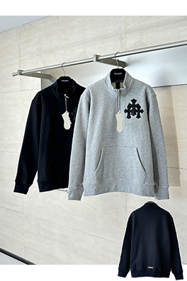 クロムハーツ レザークロスハーフジップスウェットシャツ