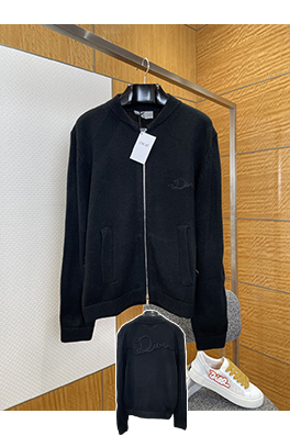 ディオール 文字刺繍ニットジップアップジャケット