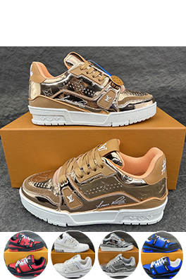 ルイヴィトン LV Trainer Monogram Virgil Abloh パッチワークパテントレザースニーカー