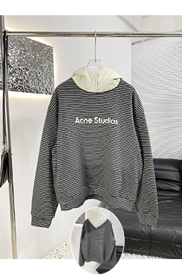 アクネストゥディオズ Acne Studios 新しいストライプ柄のフリース裏地フード付きスウェットシャツ