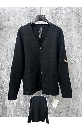 クロムハーツスーパーコピー ヒョウ柄レザーラベルパッチニットセーター