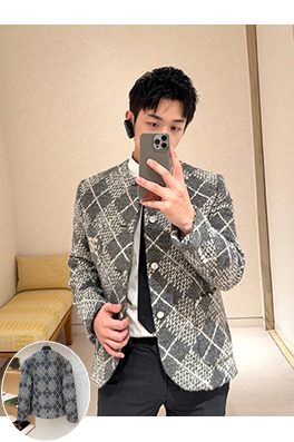 ルイヴィトンコピー 糸のタイが付いたツイードチェック柄コート