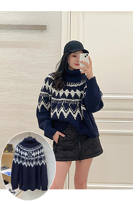 ディオール ジャカードタートルネックセーター