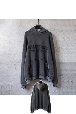 バレンシアガコピー Balenciaga レターウォッシュのダメージフード付きスウェットシャツ