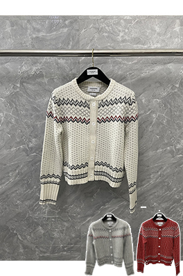 トムブラウン 新作フェアアイルクルーネックニットカーディガン
