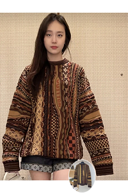 ルイヴィトン Nigo 花柄ジャカードパーフォレーションクルーネックセーター