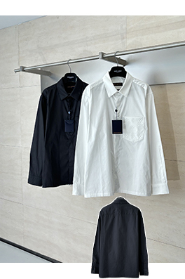 ルイヴィトン Monogram エンボスポケットカラー長袖シャツ