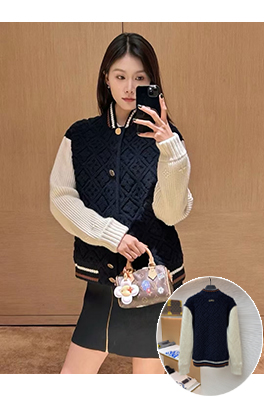 ルイヴィトン SKI スキーをテーマにしたカラーブロックストライプのベースボールジャケット