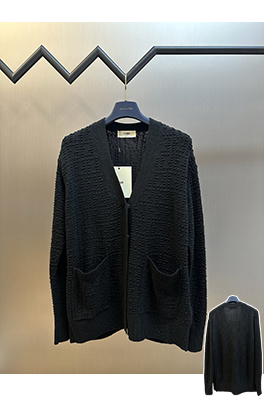 フェンディ バレーウェーブ ジャカード Vネック カーディガンセーター