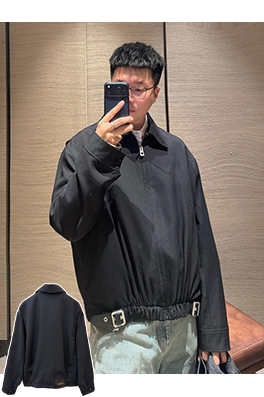 ロエベ LOEWE 刺繍レザーベルトラペルジャケット