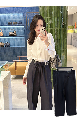 ロエベコピー LOEWE 黒のベルト付きズボン