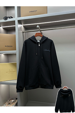 バーバリーコピー チェック柄の筆記ロゴをあしらったコットンジップアップパーカー