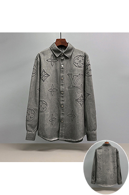 ルイヴィトンコピー LV 刺繍入りデニム長袖シャツ