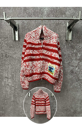 シャネル レトロスタイルの々しいストライプカラーブロックニットカーディガン